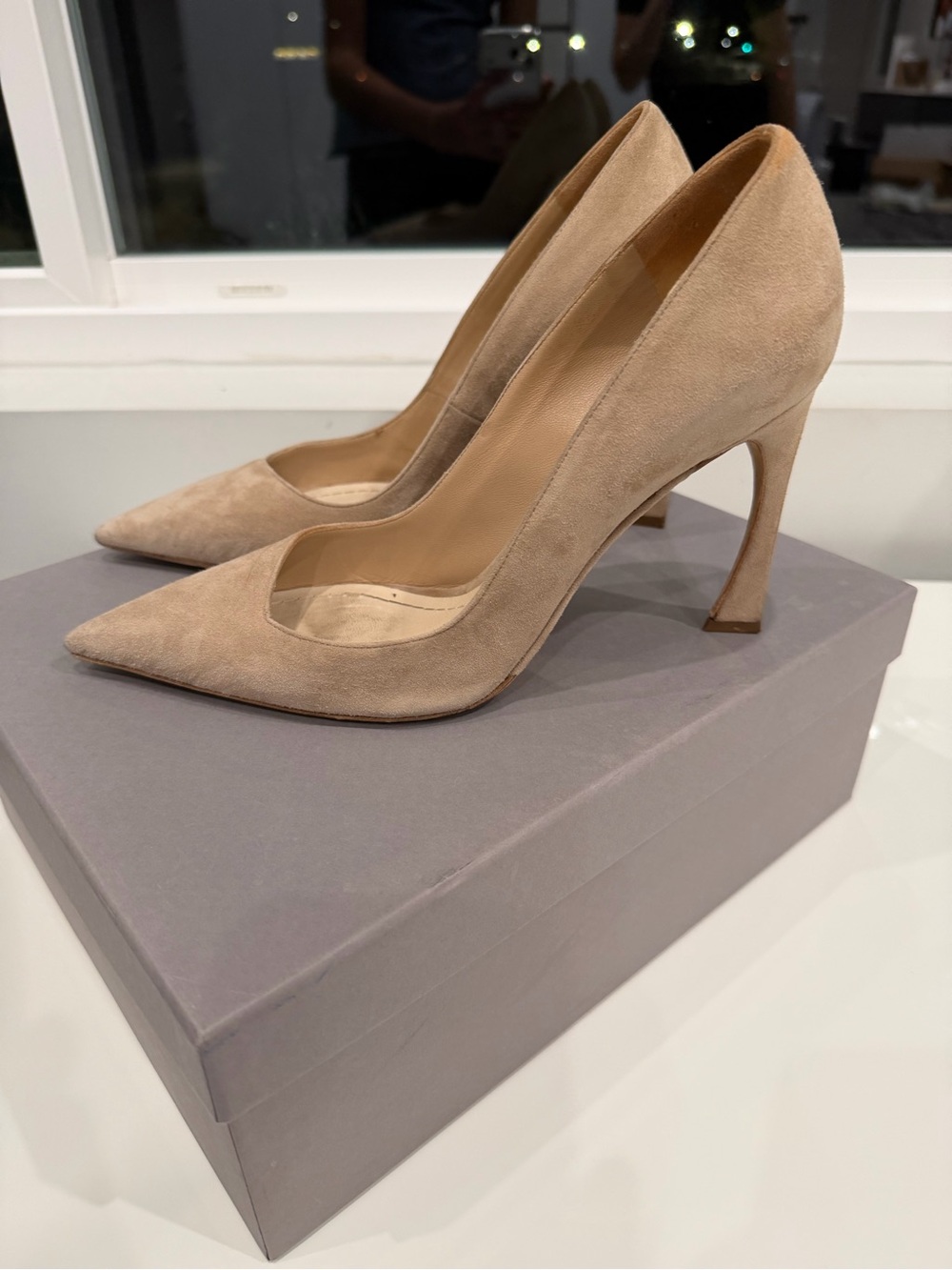 Dior Nude Suede Pointed-Toe Stiletto Pumps